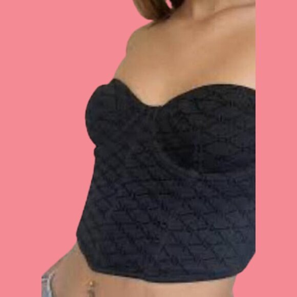 ✨Sculpt & Slay: Primark Black Geometric Strapless Corset Top (32C) - Picture 3 of 8